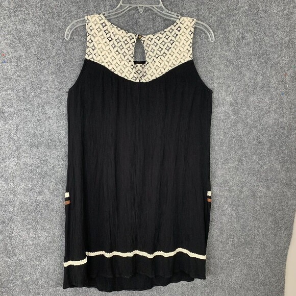 Rewind Knit Shift Dress Women M Knee Length Crepe With Lace Bodice - Picture 5 of 9